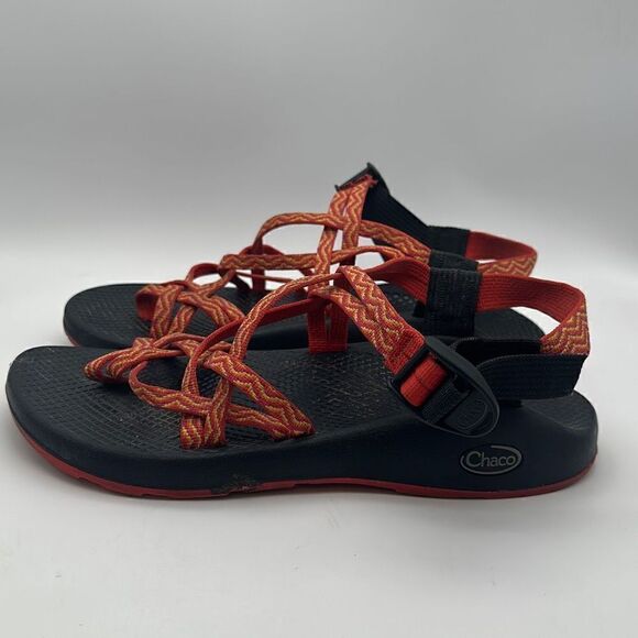 Chaco ZX2 Orange Yellow Vibram Sole Sport Hiking Toe Loop Sandals Womens‎ Sz W9 - Picture 3 of 7